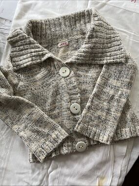 Anna Neutral Speckled Collar Cardigan Sweater
